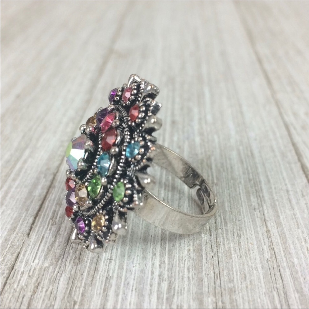 Sunburst Mandala Rhinestone Colorful Adjustable - Picture 4 of 6